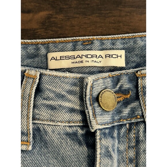 Alessandra Rich Embellished Logo Patch Cropped Jeans 25 Made In Italy - Picture 5 of 8